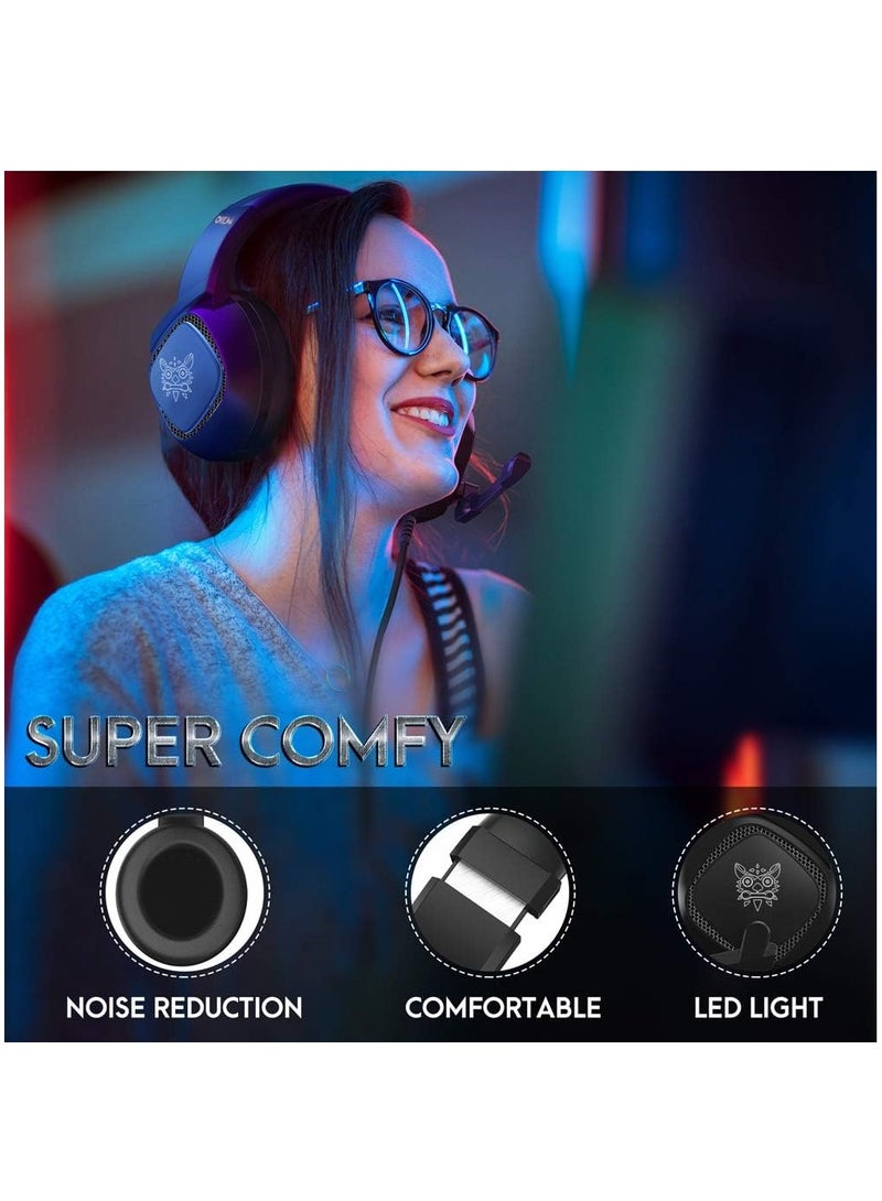 onikuma Wired Gaming Headset Over Ear Headphones Noise Canceling E-Sport Earphone with Mic LED Lights Volume Control Mute Mic for PC Laptop PS4 Smart Phone - Image 3