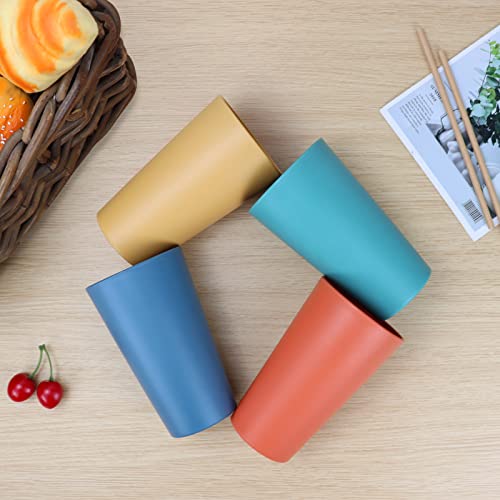 Homienly Wheat Straw Cups Plastic Cups Unbreakable Drinking Cup Reusable Dishwasher Safe Water Glasses Plastic Stackable Water Tumblers in Multi color(20 OZ 8 PCS) - Image 3