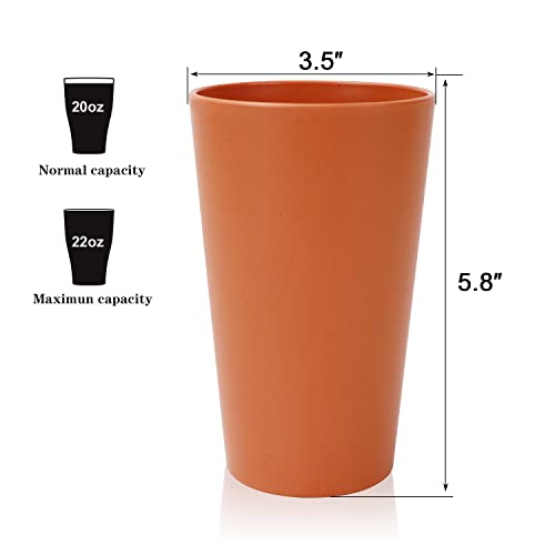 Homienly Wheat Straw Cups Plastic Cups Unbreakable Drinking Cup Reusable Dishwasher Safe Water Glasses Plastic Stackable Water Tumblers in Multi color(20 OZ 8 PCS) - Image 2