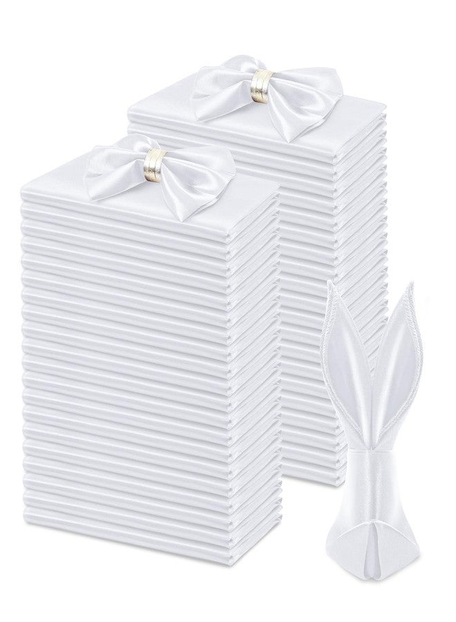 KKJIAF 50 Pack White Square Satin Napkins 17x17 Inch Soft Smooth Cloth Napkins，Silky Table Napkin for Wedding Banquet Party Decoration - Image 1