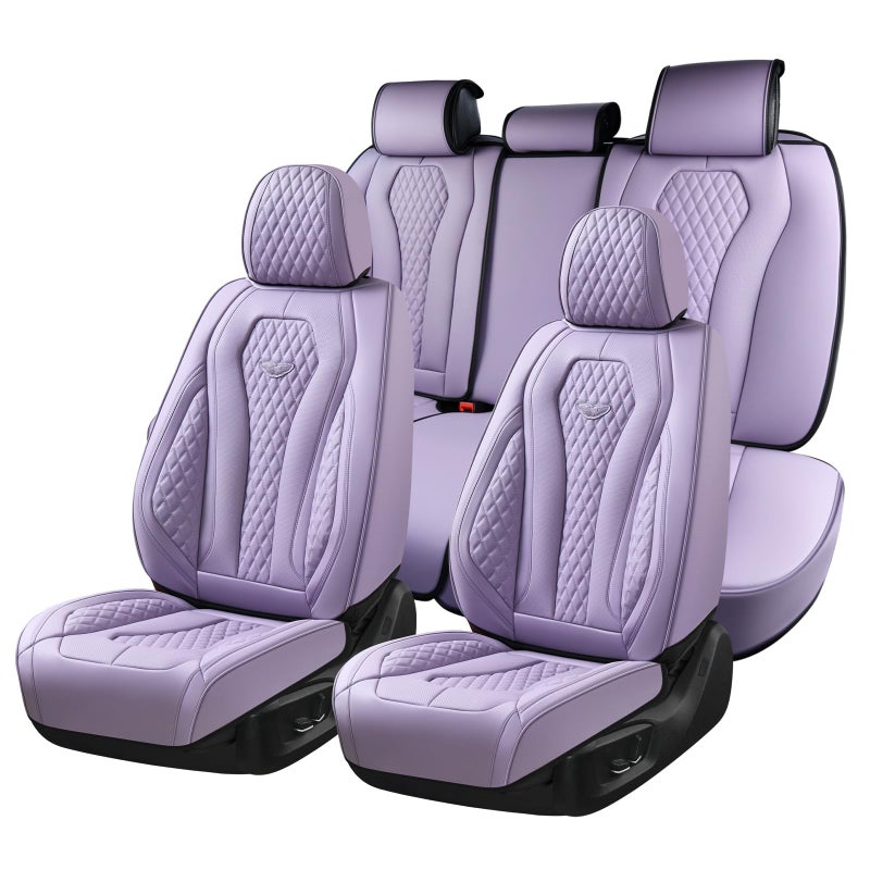 Coverado Car Seat Covers Full Set, Purple Seat Covers, Automotive Car Seat Cover, Car Seat Cushion, Car Seat Covers Front Seats Back Seat Covers, Car Seat Protector Universal Fit Most Cars - Image 1