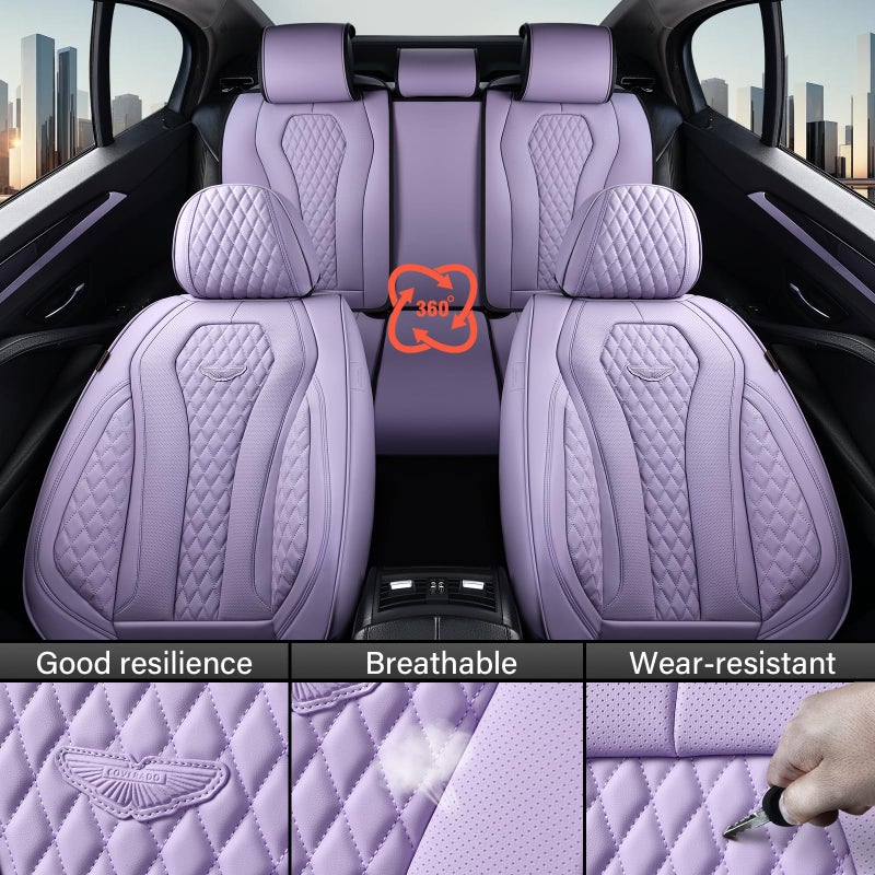 Coverado Car Seat Covers Full Set, Purple Seat Covers, Automotive Car Seat Cover, Car Seat Cushion, Car Seat Covers Front Seats Back Seat Covers, Car Seat Protector Universal Fit Most Cars - Image 4