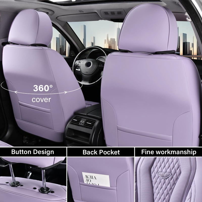 Coverado Car Seat Covers Full Set, Purple Seat Covers, Automotive Car Seat Cover, Car Seat Cushion, Car Seat Covers Front Seats Back Seat Covers, Car Seat Protector Universal Fit Most Cars - Image 3
