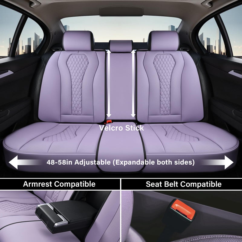 Coverado Car Seat Covers Full Set, Purple Seat Covers, Automotive Car Seat Cover, Car Seat Cushion, Car Seat Covers Front Seats Back Seat Covers, Car Seat Protector Universal Fit Most Cars - Image 5