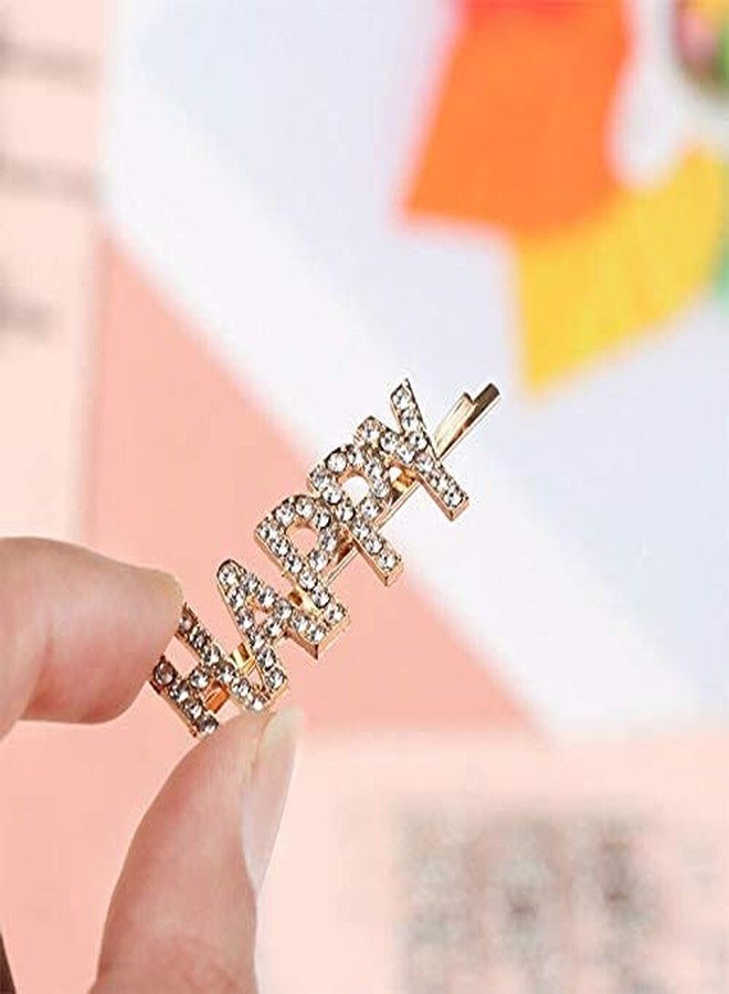 أتش بي هاي بروفايل دبابيس شعر أنيقة ورائعة من أحجار الراين الذهبية على شكل حروف، دبابيس شعر كريستالية، مشابك شعر معدنية، دبابيس شعر لامعة للنساء (عبوة من قطعتين) - Image 5