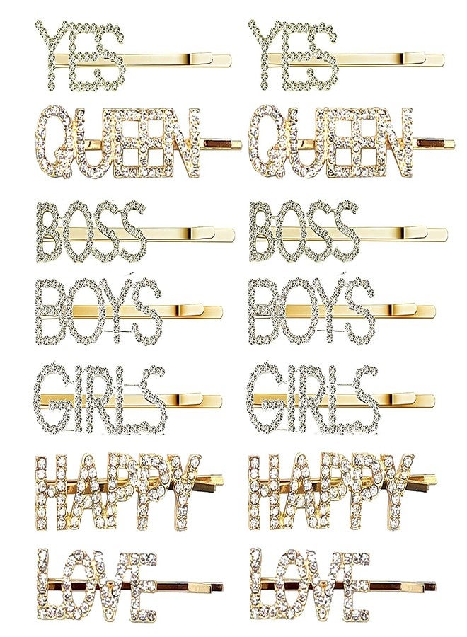 أتش بي هاي بروفايل دبابيس شعر أنيقة ورائعة من أحجار الراين الذهبية على شكل حروف، دبابيس شعر كريستالية، مشابك شعر معدنية، دبابيس شعر لامعة للنساء (عبوة من قطعتين) - Image 2