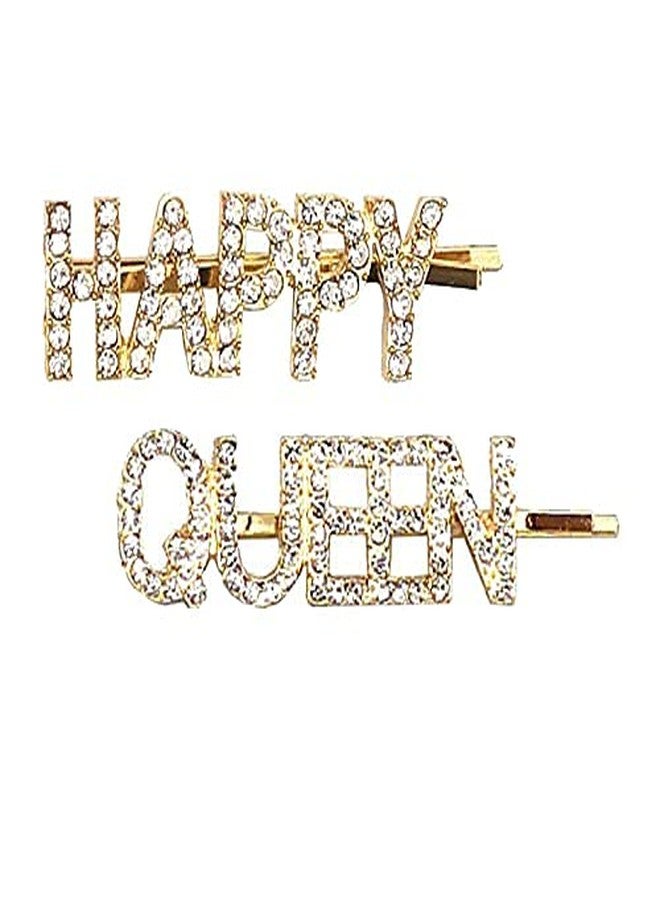 أتش بي هاي بروفايل دبابيس شعر أنيقة ورائعة من أحجار الراين الذهبية على شكل حروف، دبابيس شعر كريستالية، مشابك شعر معدنية، دبابيس شعر لامعة للنساء (عبوة من قطعتين) - Image 1