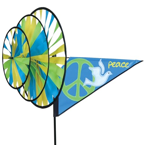 Premier Kites Triple Spinner Peace – Eye-Catching Garden Spinner with Colorful Triple Wheels, Durable Weather-Resistant Fabric, Easy Assembly, Outdoor Décor for Patios, Lawns, Gardens & Yards - Image 1