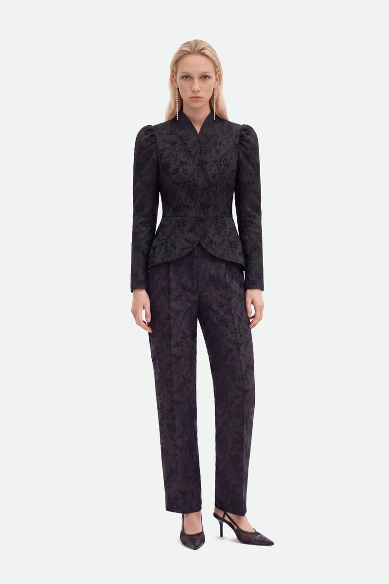 Nocturne Jacquard Balloon Sleeve Wrap Jacket