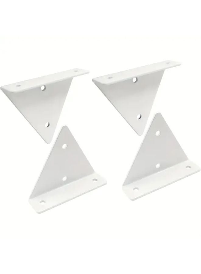 4pcs White Triangle Floating Shelf Brackets Hidden Metal Wall Mounted Easy Install - Image 2