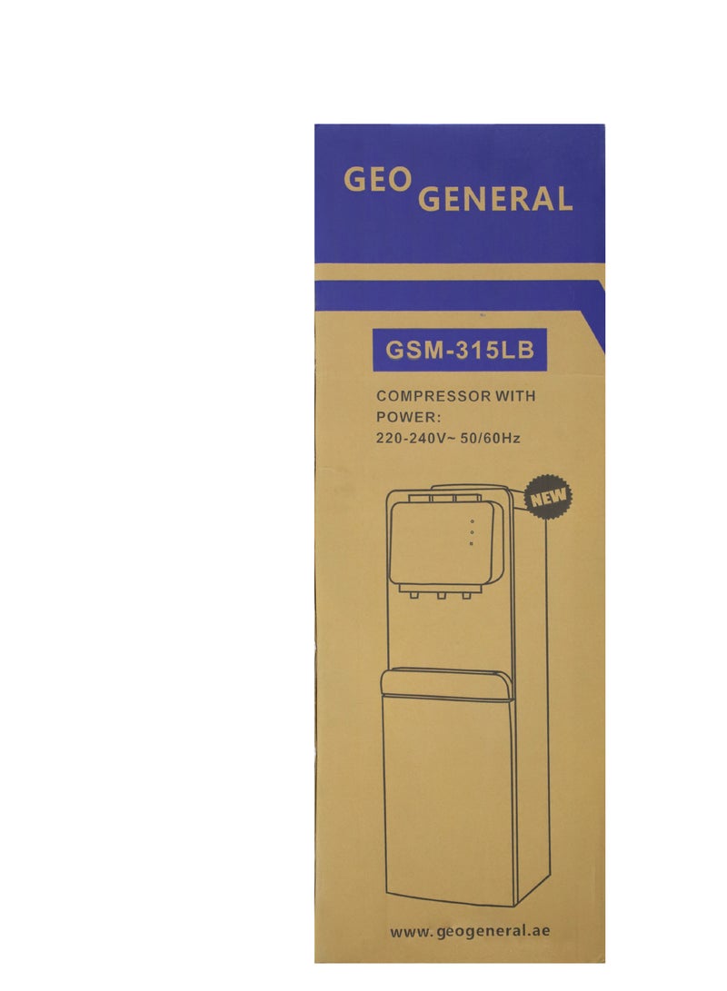 GEO GENERAL GSM-315LB Top Loading Water Dispenser, 3 Taps, Hot and Cold, 5L/h Hot, 2L/h Cold, 550W Heating, 90W Cooling, 640W Total, Black+Silver - Image 5