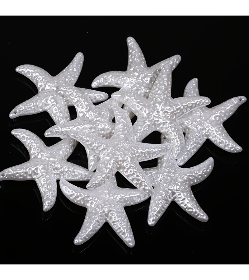 49mm Pearl White Starfish Pendants 5 Pieces DIY Bracelet Necklace Beading Ocean Charm Supplies - Image 2