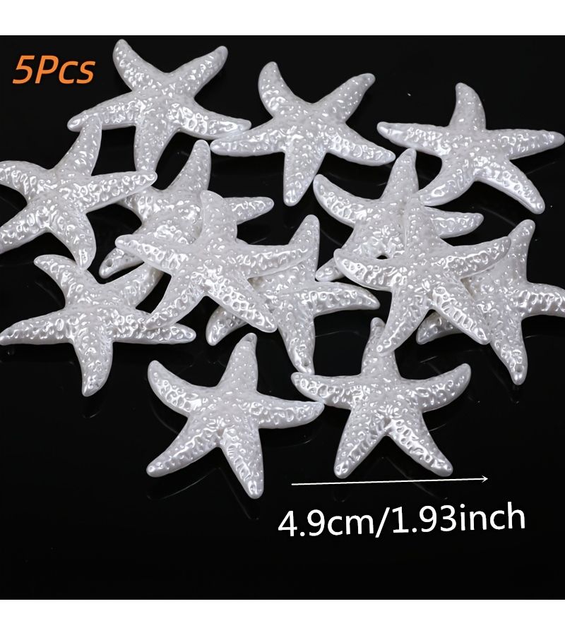 49mm Pearl White Starfish Pendants 5 Pieces DIY Bracelet Necklace Beading Ocean Charm Supplies - Image 4