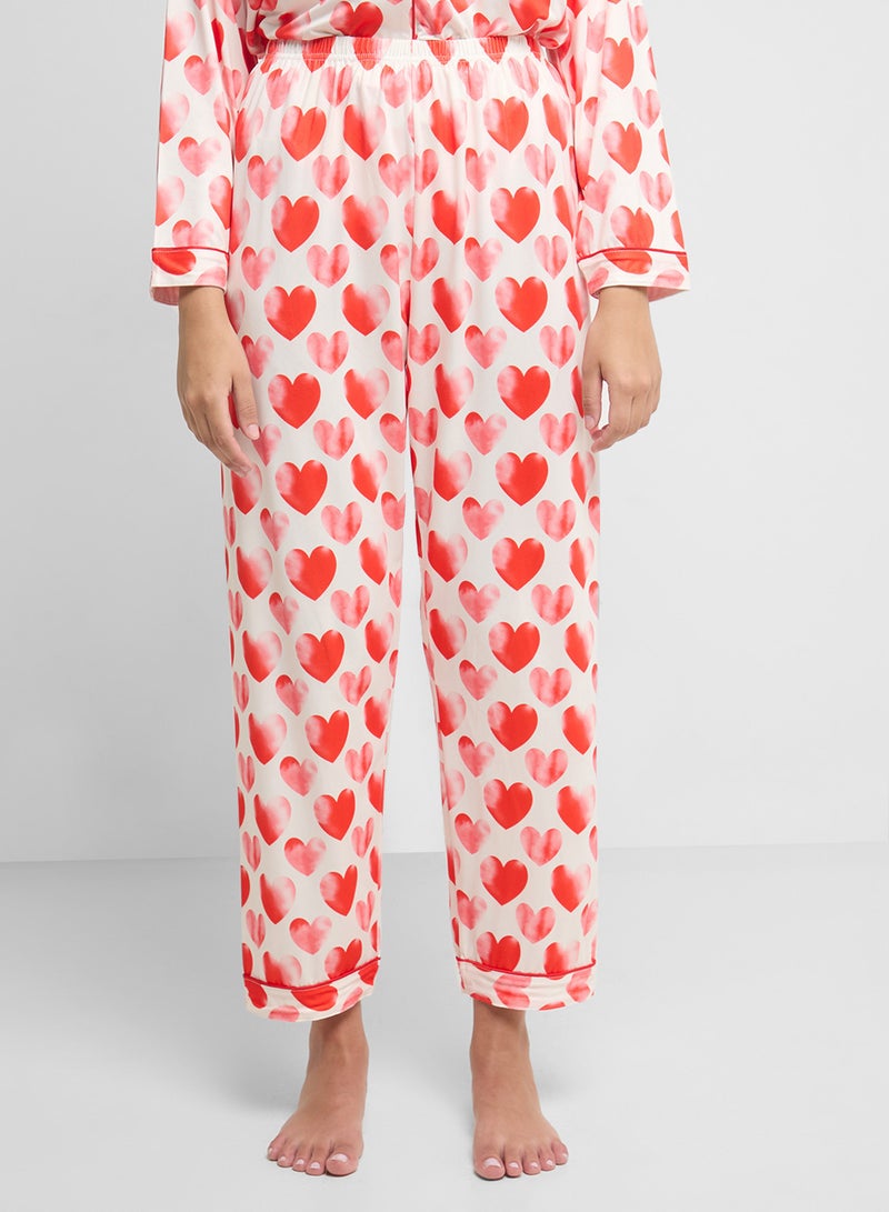 Ginger Heart Print Button Up Shirt & Pyjama Set  - Image 4