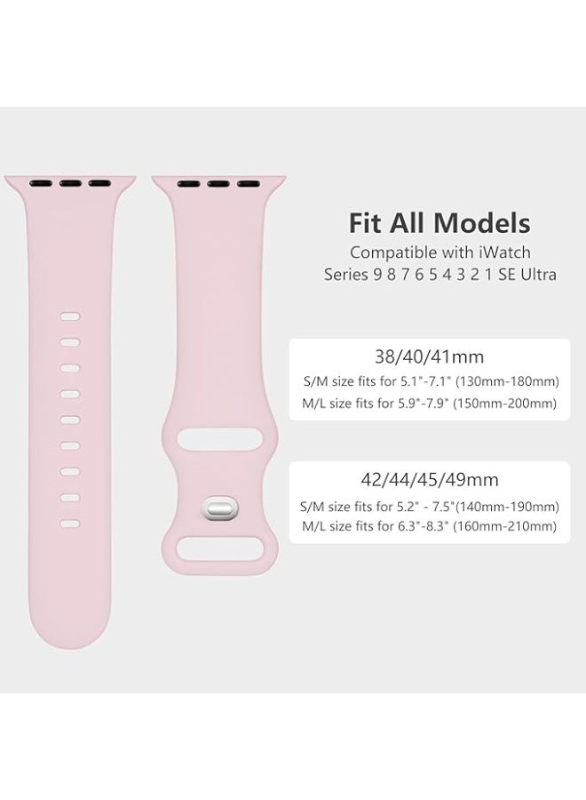 Sport Silicone Band Compatible with Apple Watch Bands 40mm 38mm 41mm Women Men,Soft Wristband Waterproof Replacement Sport Strap for iWatch Bands Series 9 8 7 6 5 4 3 2 1 SE Ultra (Pink - Image 2
