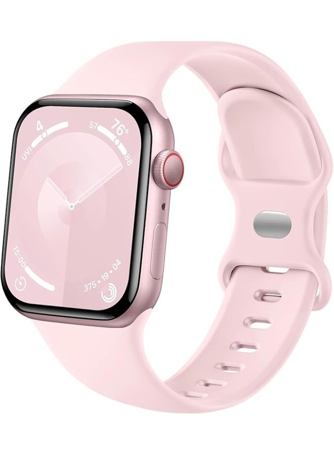 Sport Silicone Band Compatible with Apple Watch Bands 40mm 38mm 41mm Women Men,Soft Wristband Waterproof Replacement Sport Strap for iWatch Bands Series 9 8 7 6 5 4 3 2 1 SE Ultra (Pink - Image 1