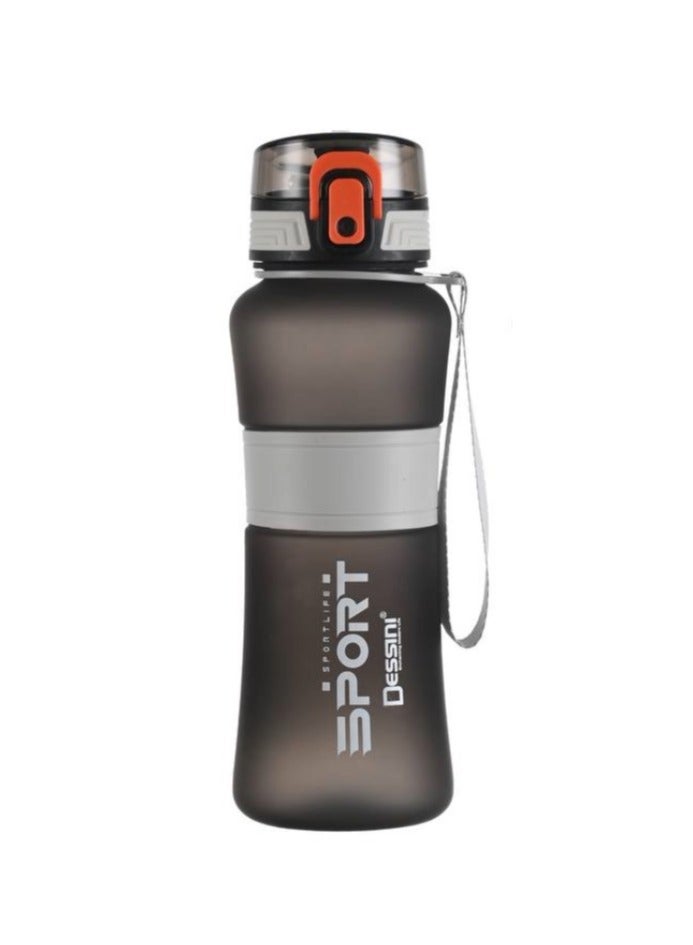 DESSINI زجاجة ماء مع غلاف مضاد للانزلاق غير سامة خالية من BPA - 650 مل، أسود - Image 1