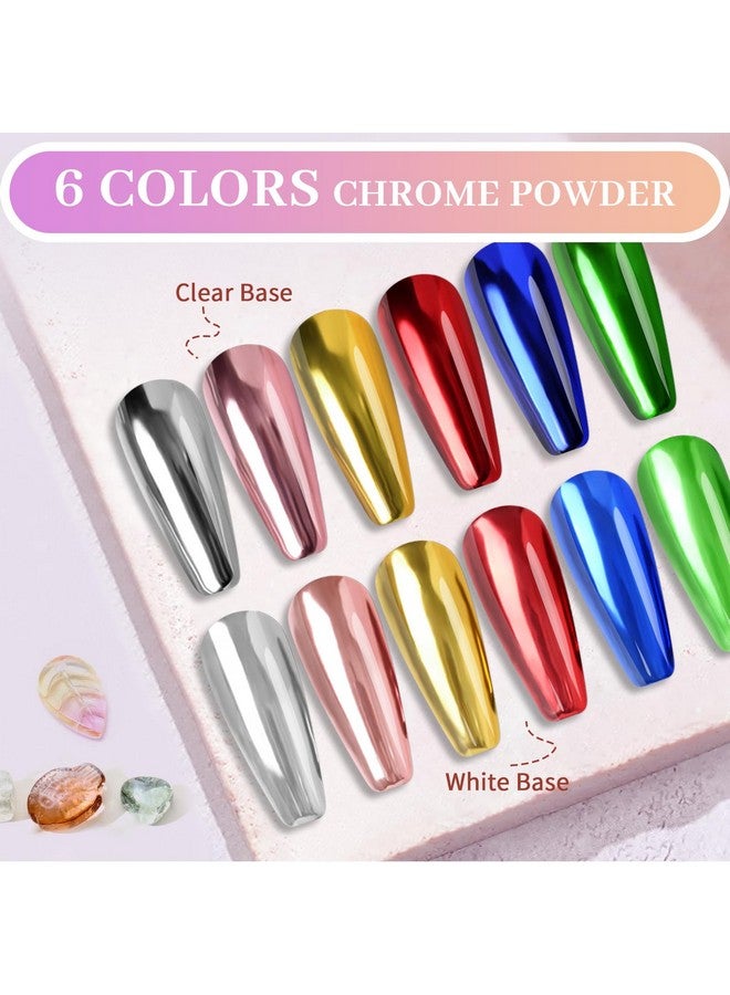 درمود مسحوق الكروم للأظافر، مسحوق كروم أبيض لؤلؤي للأظافر والذهبي والفضي المعدني، مسحوق كروم للأظافر وأحمر أخضر وردي ذهبي وردي أزرق أرجواني مسحوق كروم صلب لأظافر الجل 12 لونًا لفن الأظافر - Image 4