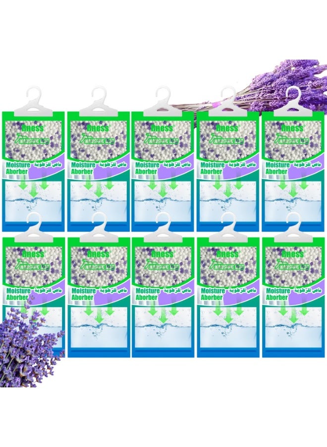 Rness Moisture Absorber Hanging Bag, Hanging Closet Dehumidifier Packages, Moisture Removers, 10 Pack Set, Lavender - Image 1