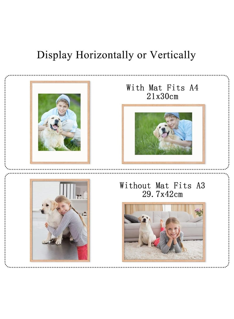Soofam 2 Piece A3 solid oak frame, picture frame in different colors, photo choice, 29.7x42cm, 2 oak frames per piece - Image 4
