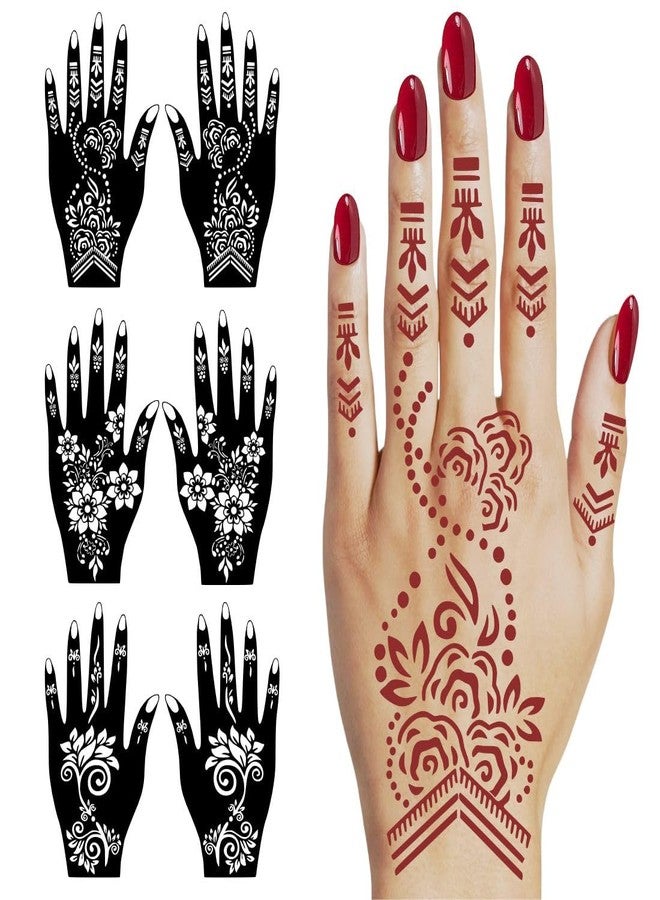 VANVATI Petal Trail Mehndi Stencil Sticker With Clean Lines For Bride Hand Look - Image 2