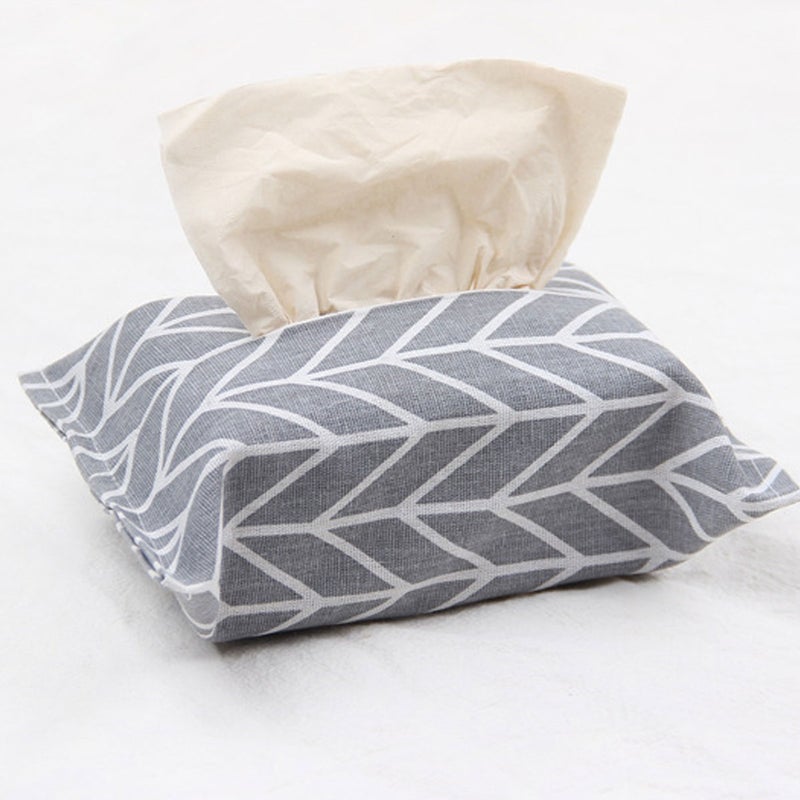 3Pcs Pastoral Style Tissue Box Cover Cotton Linen Cloth Tissue Box Cover Grey (Arrow) - Image 4
