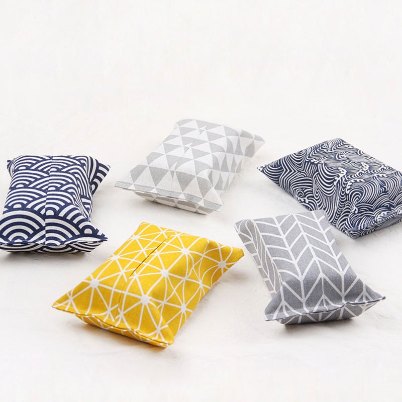 3Pcs Pastoral Style Tissue Box Cover Cotton Linen Cloth Tissue Box Cover Grey (Arrow) - Image 2