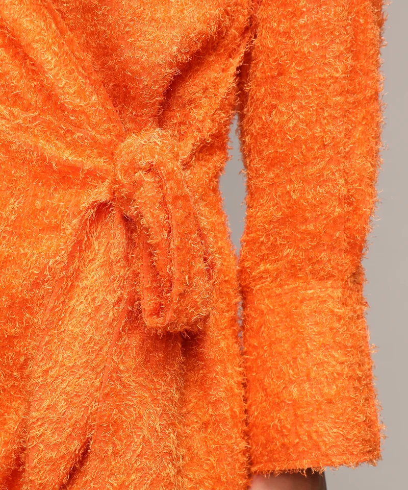 Pinacolada  Women's Pumpkin Orange Sherpa Wrap Dress for Women | Best Price UAE