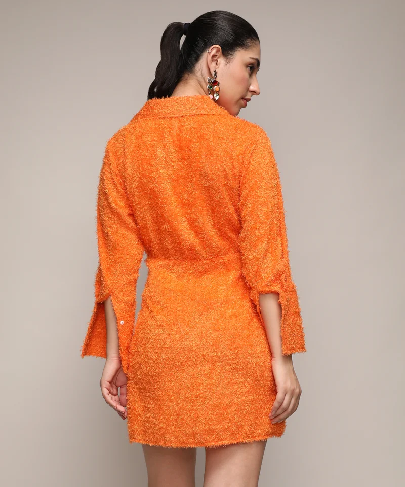Pinacolada  Women's Pumpkin Orange Sherpa Wrap Dress for Women | Best Price UAE