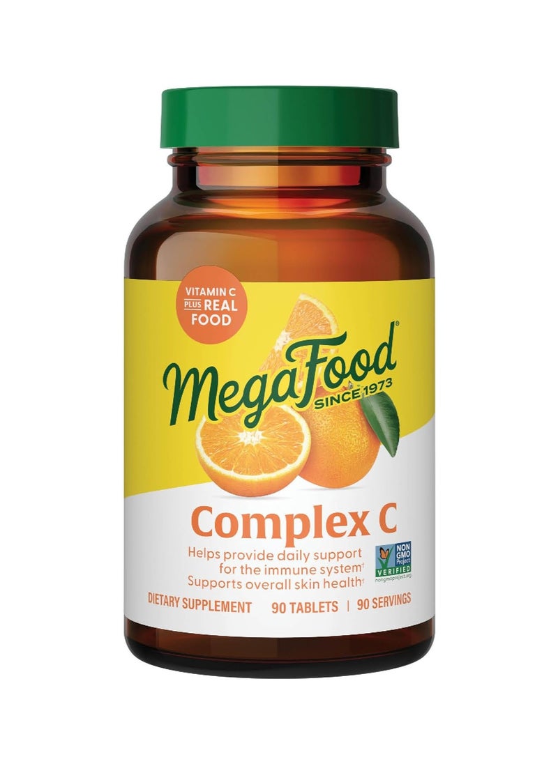 MegaFood MegaFood Complex C - Immune Support - A Daily Dose of Vitamin C Delivered With Real Food - Vegan - Non-GMO - Gluten Free, Made Without 9 Food Allergens - 90 Tabs  - Image 1