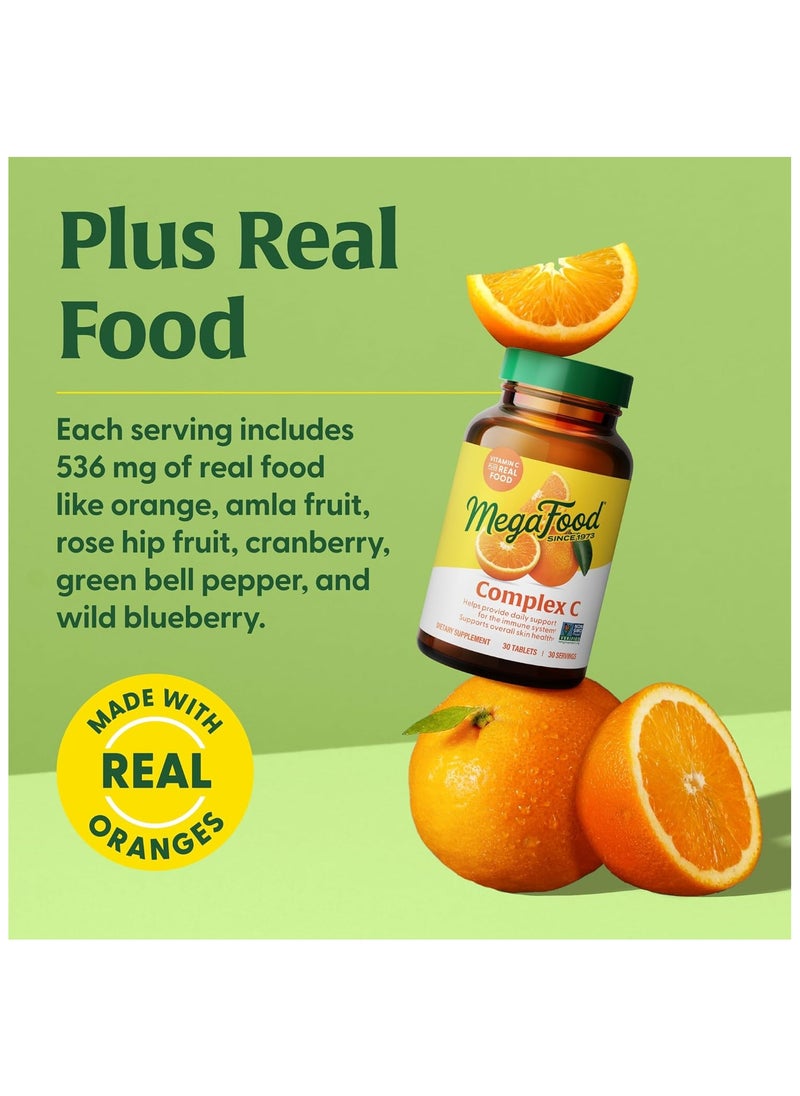 MegaFood MegaFood Complex C - Immune Support - A Daily Dose of Vitamin C Delivered With Real Food - Vegan - Non-GMO - Gluten Free, Made Without 9 Food Allergens - 90 Tabs  - Image 5
