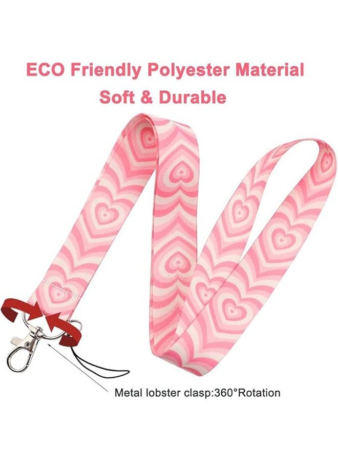 Generic Pink Lanyard for Women with ID Badge Holder Neck Keychain for Keys, Hard Plastic Vertical Card Case with Heart Pattern  - Image 4