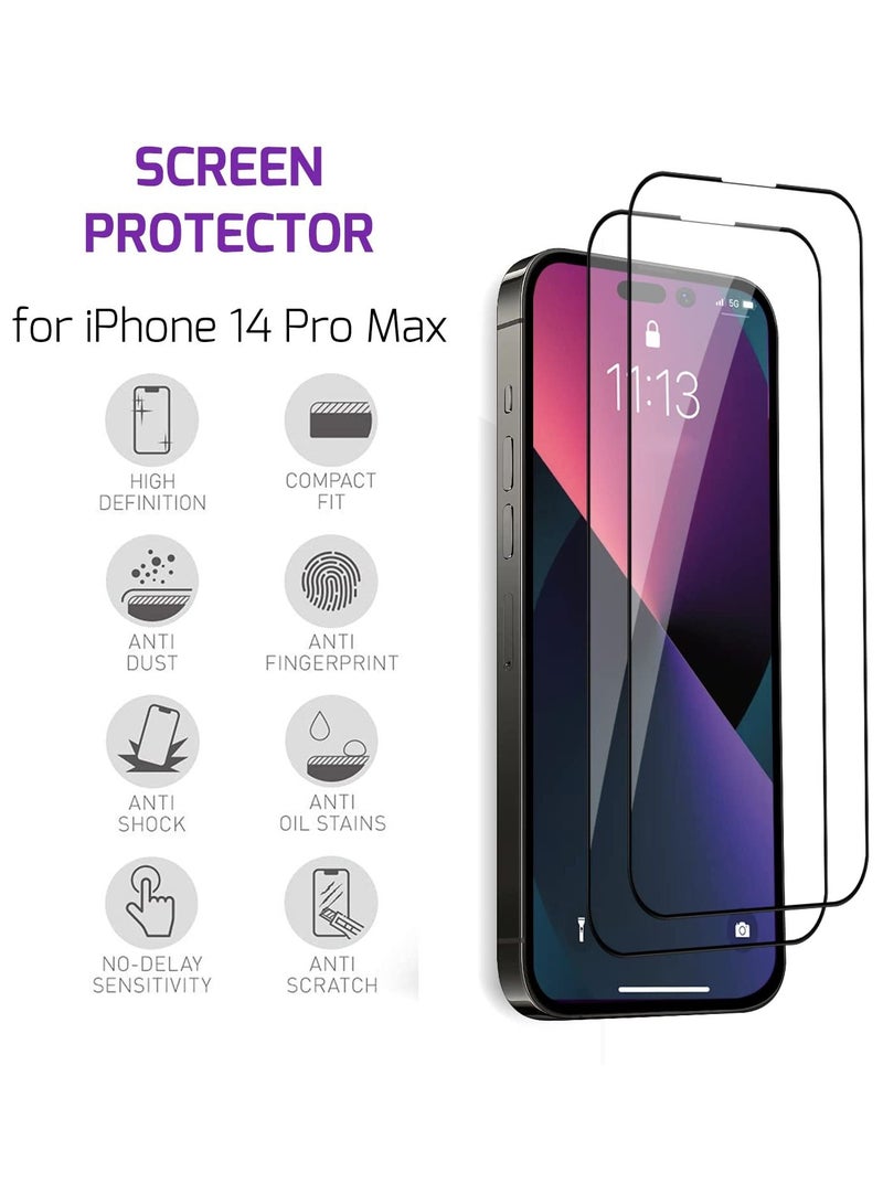 BORTONY iPhone 14 Pro Max 9H Hardness Tempered Glass Screen Protector Bubble Free Ultra HD Case Friendly Full Coverage For Apple iPhone 14 Pro Max 6.7" 2 Pack - Image 4