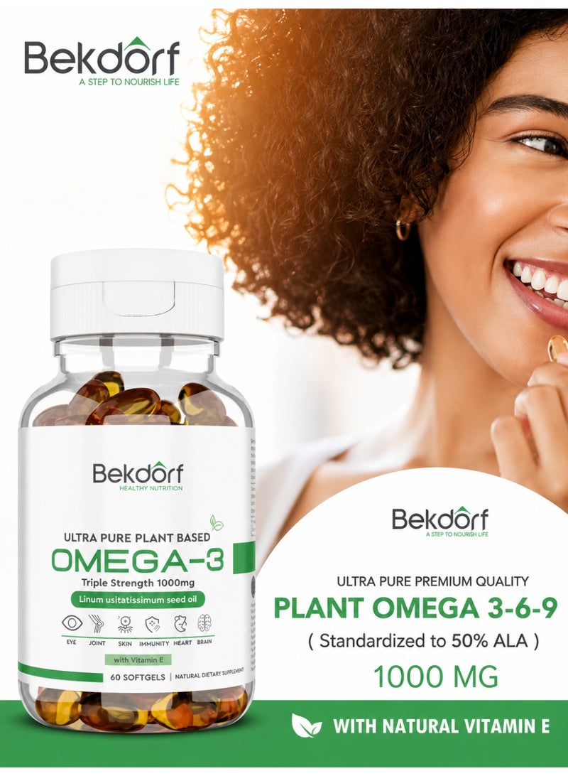 Bekdorf Plant Omega 3 With Vit E (60 Softgels)-Cardiovascular, Brain, Skin and Eye Health - Image 4