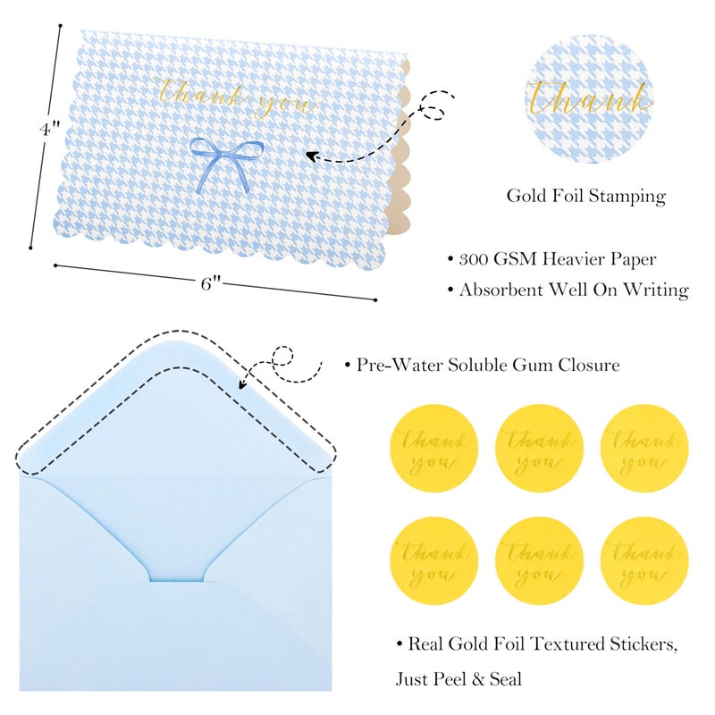Crisky Thank You Cards With Envelopes 50 Pack Blue Thank You Cards Bulk Bow Style For Baby Shower  Birthday  Wedding Decoration Party Favors - Image 2
