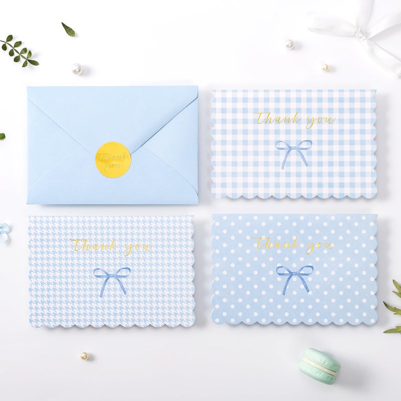 Crisky Thank You Cards With Envelopes 50 Pack Blue Thank You Cards Bulk Bow Style For Baby Shower  Birthday  Wedding Decoration Party Favors - Image 1