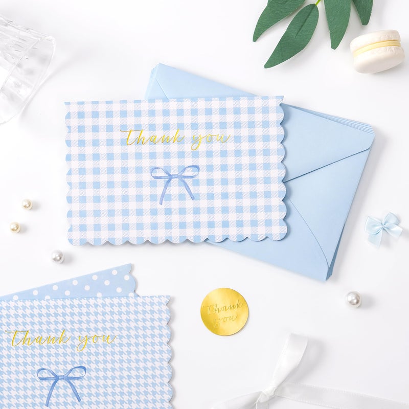 Crisky Thank You Cards With Envelopes 50 Pack Blue Thank You Cards Bulk Bow Style For Baby Shower  Birthday  Wedding Decoration Party Favors - Image 4