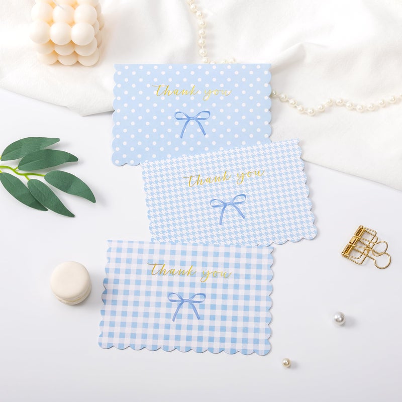 Crisky Thank You Cards With Envelopes 50 Pack Blue Thank You Cards Bulk Bow Style For Baby Shower  Birthday  Wedding Decoration Party Favors - Image 5