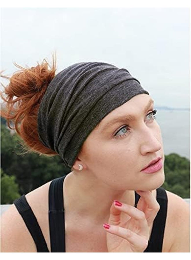 Wide Headbands for Women Versatile Sports Headband Black Stylish Head Wraps Boho Thick Hairbands Breathable Lightweight Sweat Wicking Large Sport Yoga Turban Headband Hair Accessories - Image 4