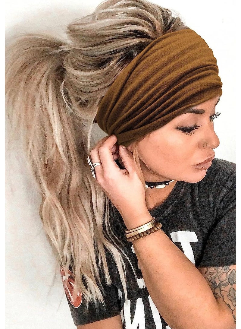 Wide Headbands for Women Versatile Sports Headband Black Stylish Head Wraps Boho Thick Hairbands Breathable Lightweight Sweat Wicking Large Sport Yoga Turban Headband Hair Accessories - Image 5