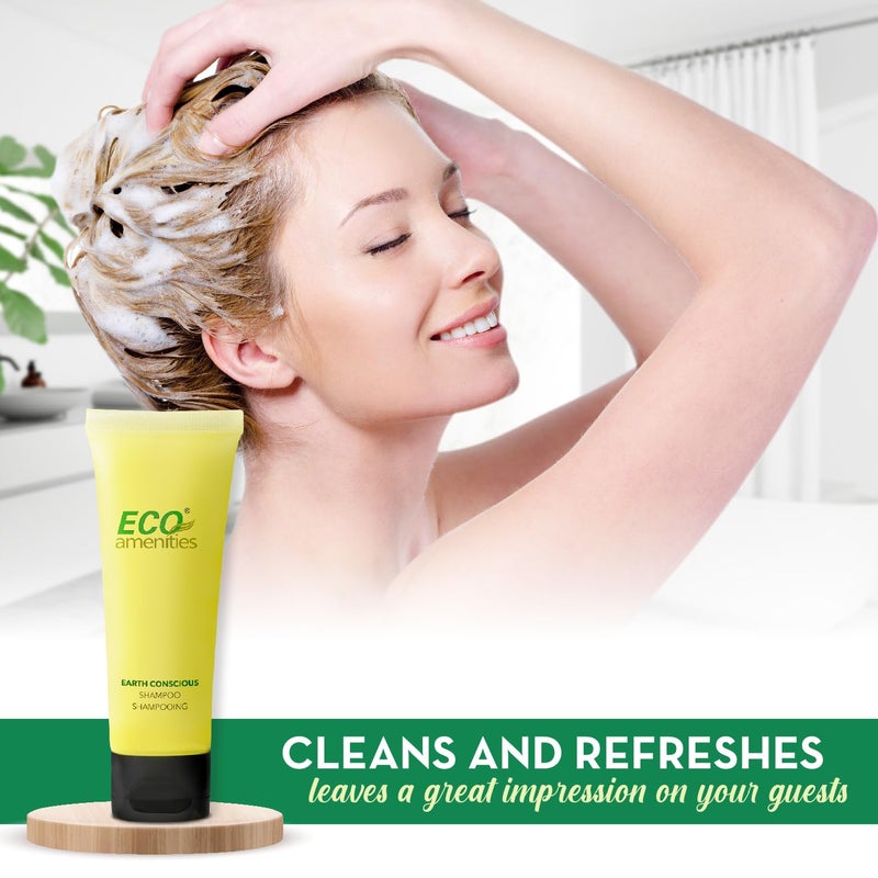 ECO amenities Travel Shampoo Tubes - Hotel Shampoo Supply - TSA-Approved Travel Essentials - 1 fl oz, Pack of 200, Clear Flip-Cap Tubes, Green Fragrance - Image 2