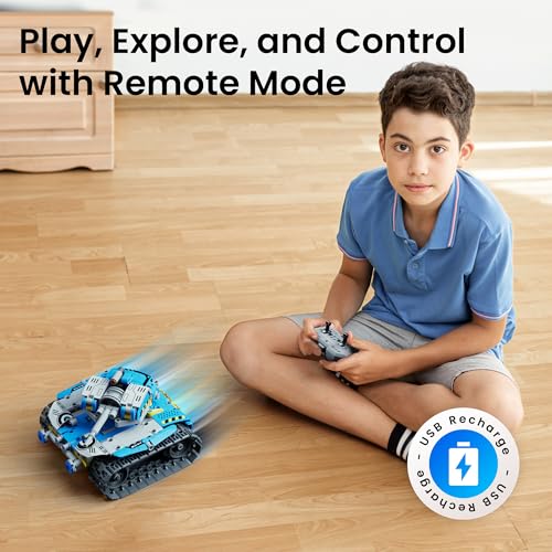 Sillbird Robot Building Kit with Remote Control STEM Gifts for Boys Ages 8-12, Technic Coding Robotic Toys for Kids Birthday, Build 5in1 Models with 488 Pieces - Blue - Image 3