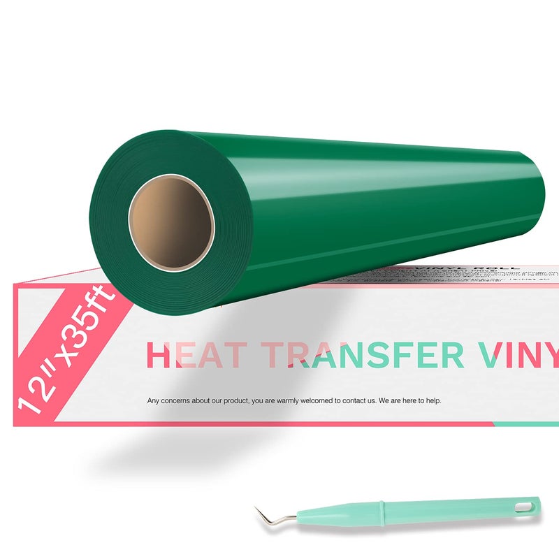 HTVRONT HTV Vinyl Rolls 12 x 35ft Green HTV for Shirts Easy Cut Weed Heat Vinyl Design