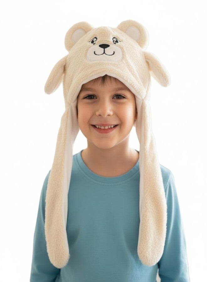 Zacharias Boy's Kids Winter Woolen Fur Kids Cap jy-1005 (Beige_4-8 Years) (Pack of 1) - Image 1