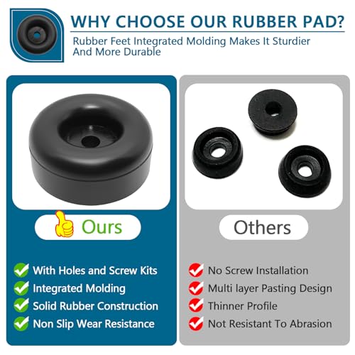 PWEOW Heavy Duty Rubber Anti Vibration Feet for Generators, Pressure Washers, Air Compressors and Pumps Rubber Foot Pads,1 X 2.5 in,with Screw Kits, 4-Pack - Image 3