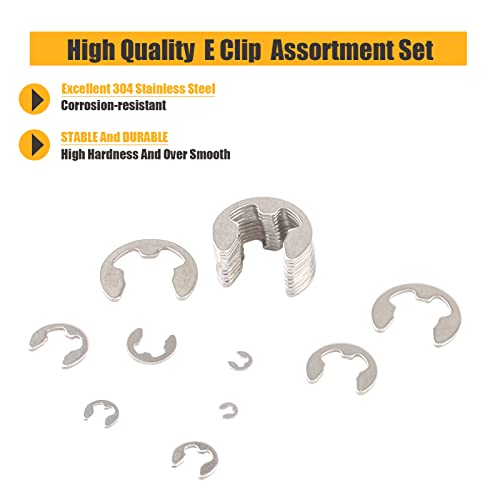 MARSTEK 304 Stainless Steel E Clip Assortment Kit E-Clip External Retaining Ring Assortment Set (M1.5-M10,120 PCS) - Image 3