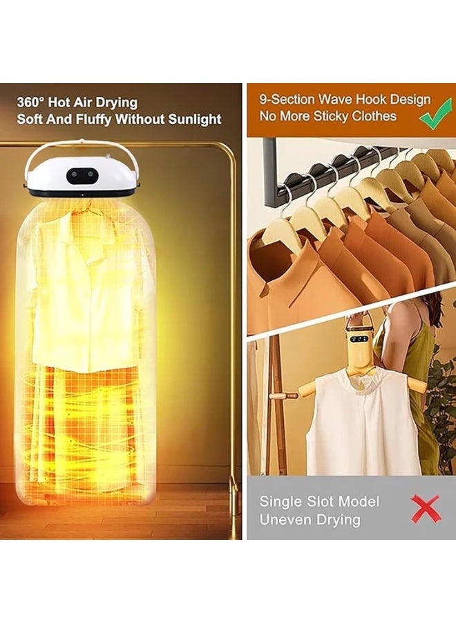 Portable Foldable Mini Electric Clothes Dryer with Remote Control, 600W, White - Image 2