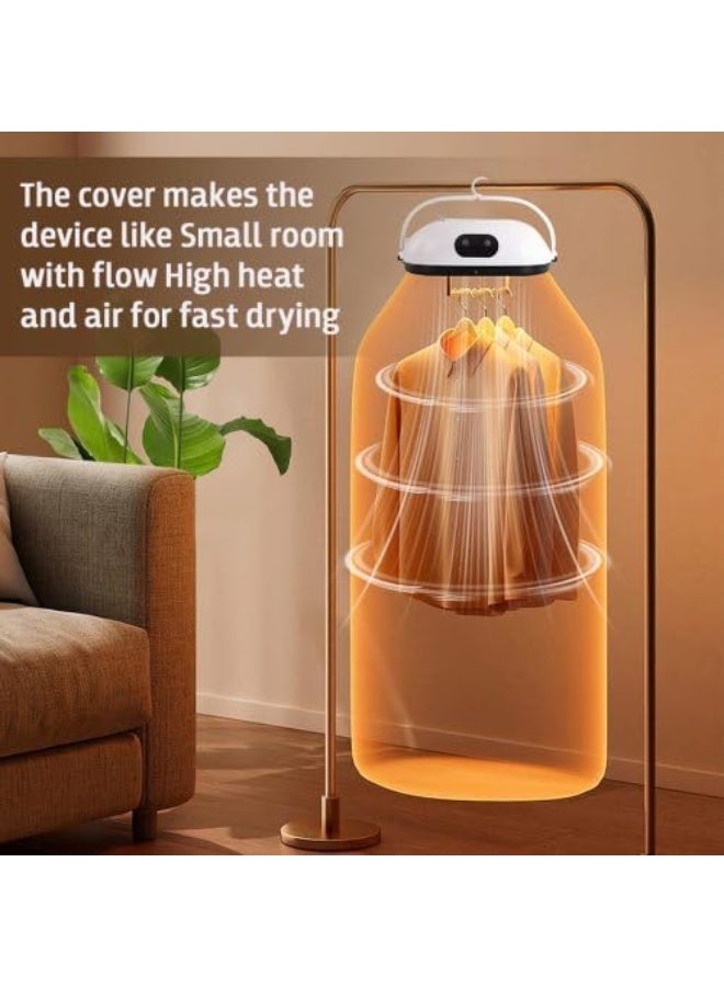 Portable Foldable Mini Electric Clothes Dryer with Remote Control, 600W, White - Image 4