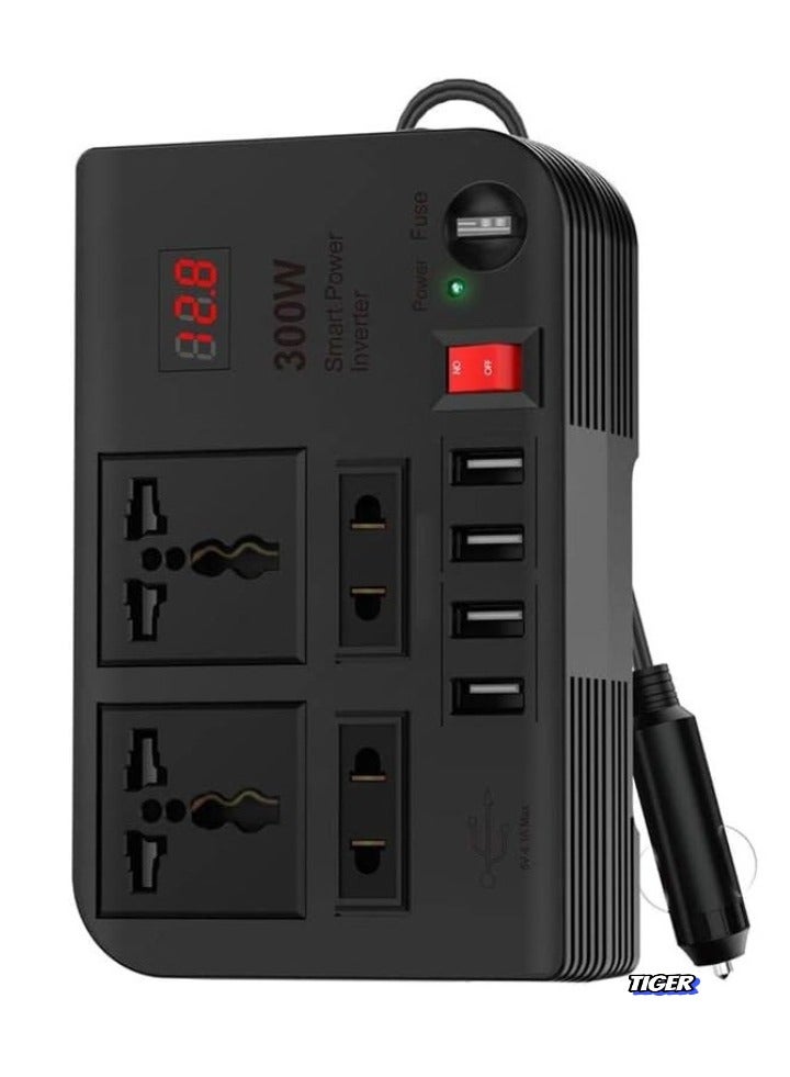 TIGER 300W Car Power Extension Socket – Spark 3 with USB 3.1A Charging Ports & Voltage Protection for Safe & Convenient Use  - Image 1