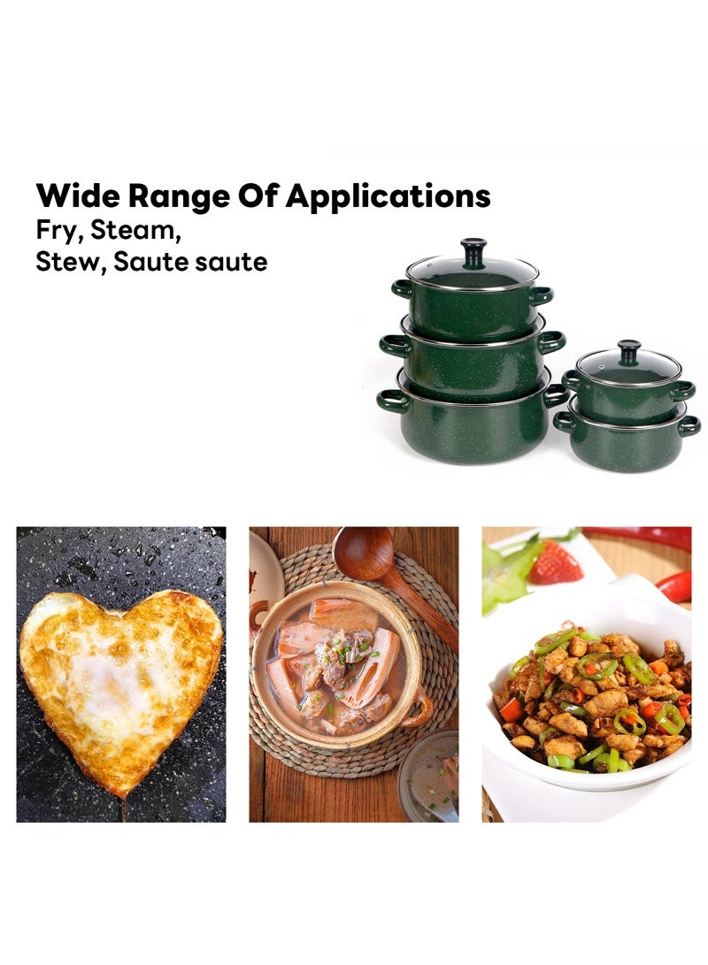 شاربدو 5-Piece Kitchen Soup Pot Enamel Pot Stew Pot Set, Gas Induction Cooker Available 16/18/20/22/24CM  - Image 5